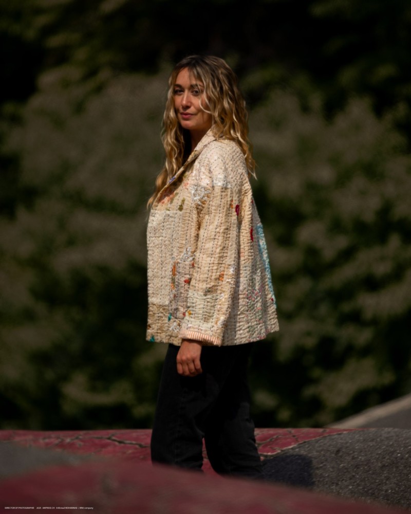 Veste en soie brodée Flore