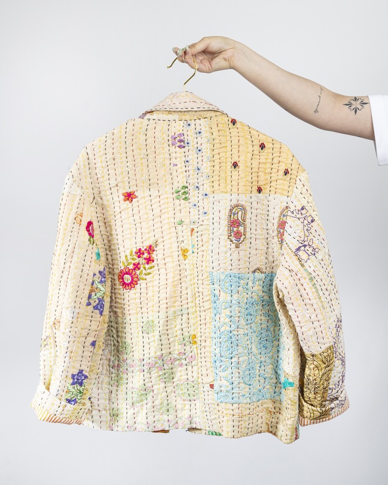 Veste en soie brodée Flore