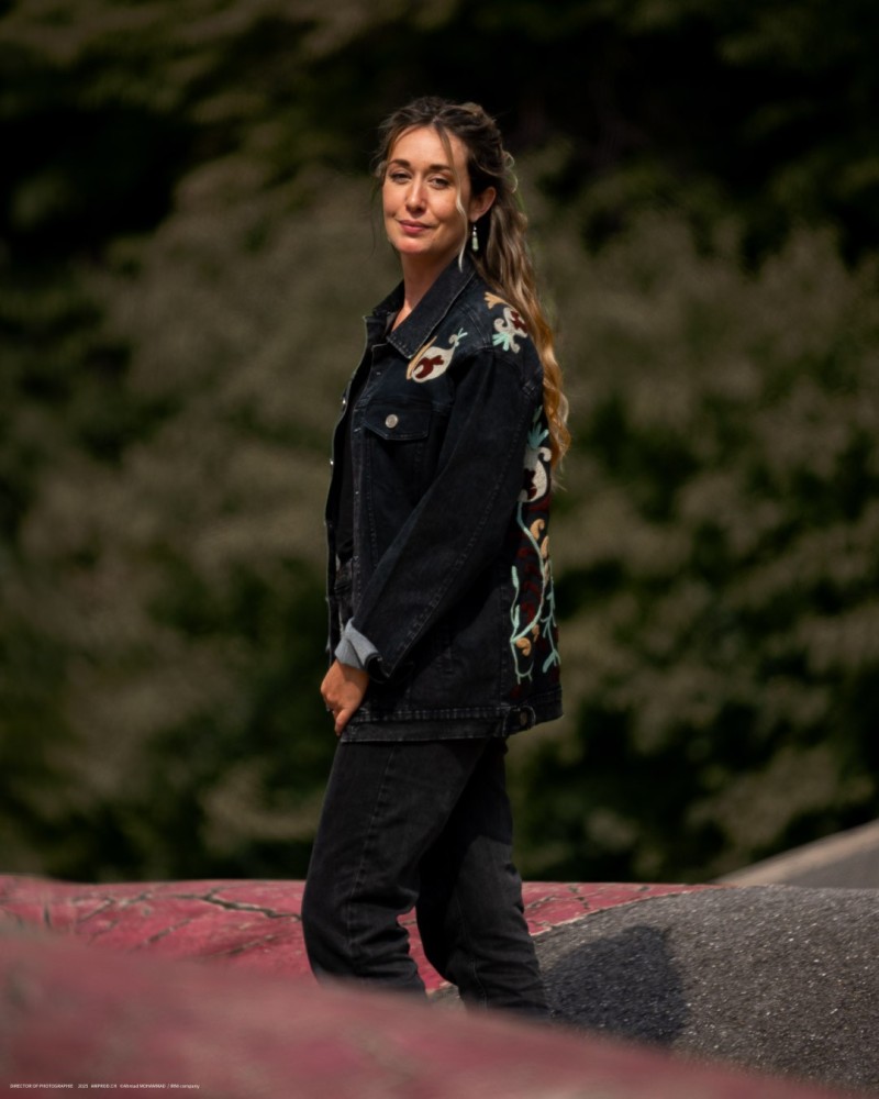 Veste vintage en denim brodée Maharani