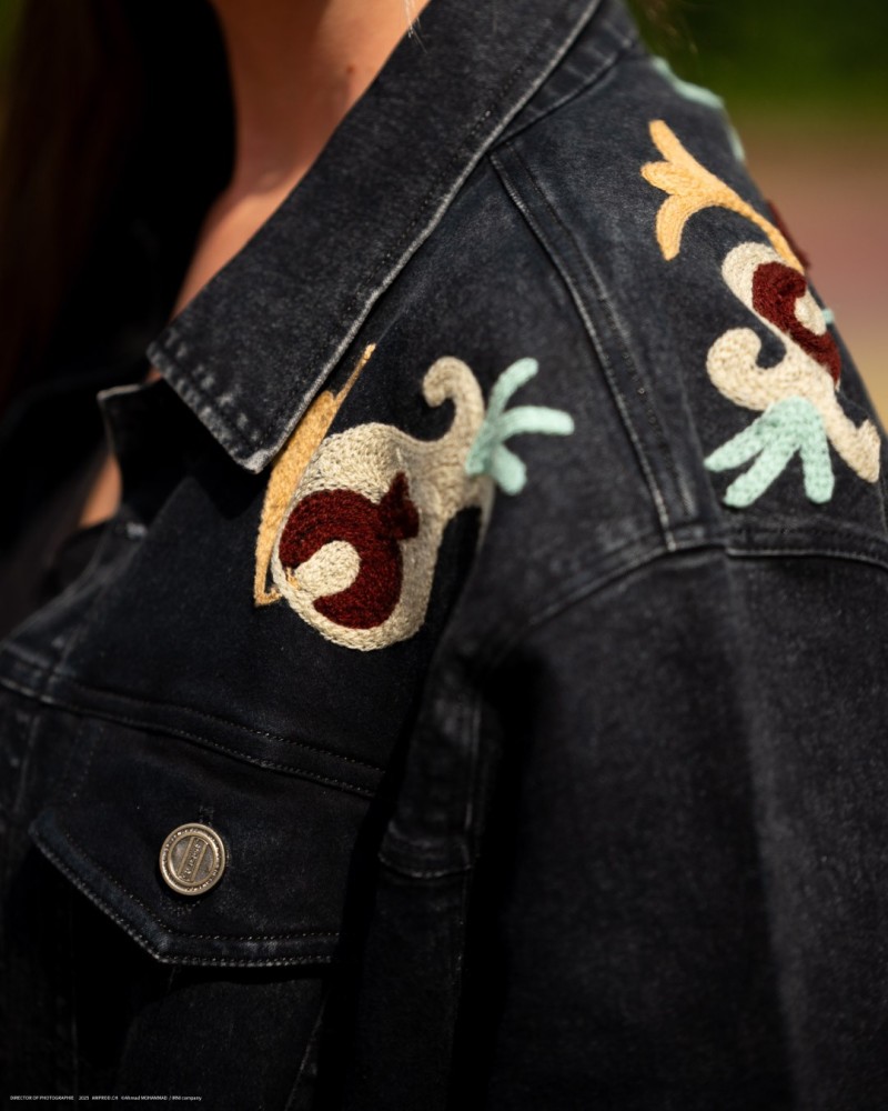 Veste vintage en denim brodée Maharani