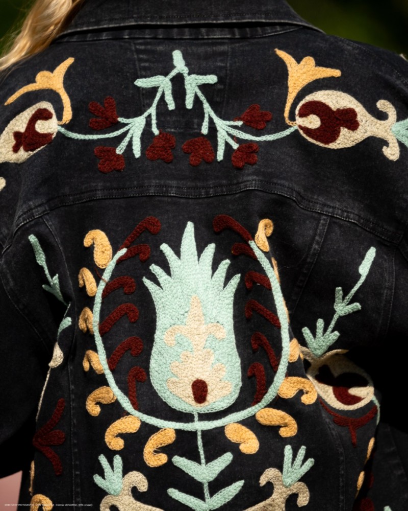Veste vintage en denim brodée Maharani